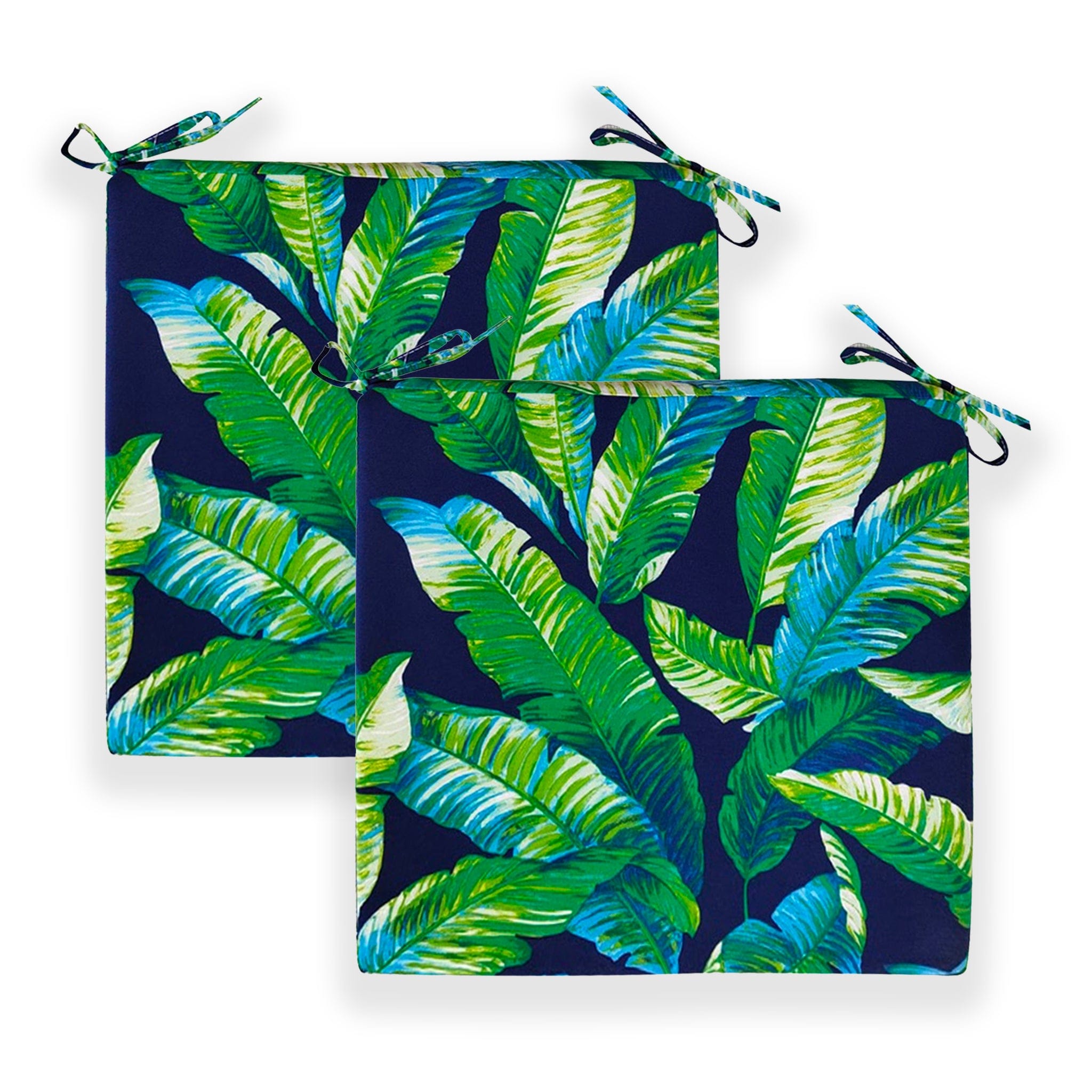 Rockin Cushions IKEA Outdoor Slipcovers Set of 2, Blue Palms Square Outdoor Chair Pad, Removable Covers